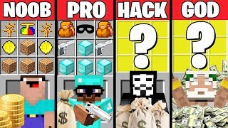Minecraft Battle: BANK ROBBERY CRAFTING CHALLENGE - NOOB vs PRO vs HACKER vs GOD Minecraft Animation