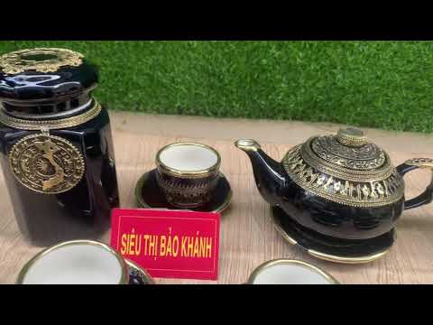 BỘ ẤM CHÉN HOẠ TIẾT MẶT TRỐNG ĐỒNG CAO CẤP