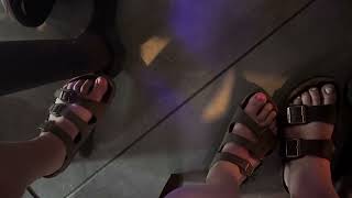 Candid Feet Under Table In Birks