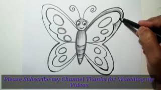 How to draw butterfly for kids, drawing and colorong buterfly easy
