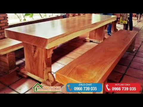 VIDEOS BỘ BÀN GHẾ K3 3 TẤM GỖ NGUYÊN KHỐI ĐẸP - NỘI THẤT GỖ NGUYÊN KHỐI HUẾ