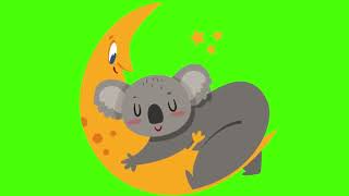 Sleeping Baby Koala On The Moon Free Chrome Key Green Screen Lullaby Animation Footage