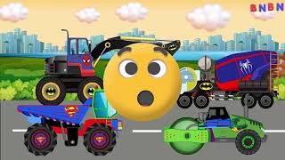 Wrong Colors & Wrong Head Monster Truck for Kids #w | Street Vehicles for Children | Dump Truck