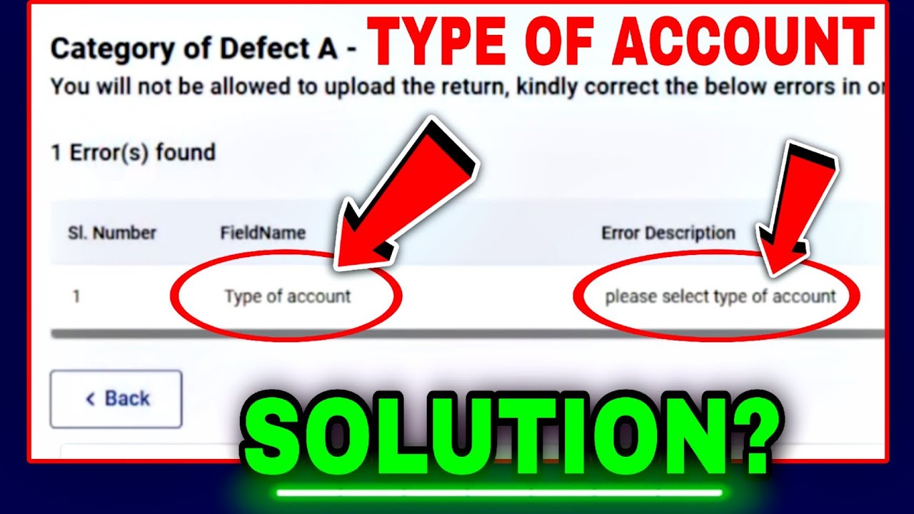 Please Select Type Of Account Error In Itr Filing | Type Please Select Type Of Account Error In Itr Filing | Type