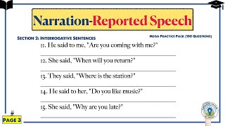 Narration Reported Speech Practice Set With Answers English Grammar Part 2