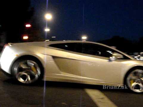 new 2008 Balloon Pearl White Lamborghini Gallardo Coupe on the road