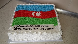 Bayraq tortu Tortun bəzədilməsi Biskvitin hazırlanması 🎂