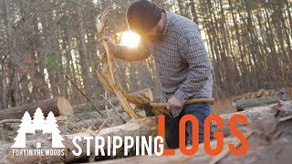 DIY How to Strip Bark Off Logs for a FORT | Fort In The Woods | FITW