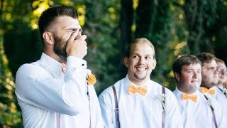 Look At This Groom's Tearful Reaction To Seeing His Bride Walk Down The Aisle | Southern Living Look At This Groom's Tearful Reaction To Seeing His Bride Walk Down The Aisle | Southern Living
