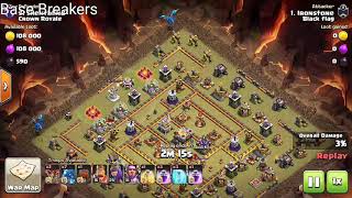 Electro dragon's attack strategy used by th12 player against of Max th11 war base clear with 3 star.
