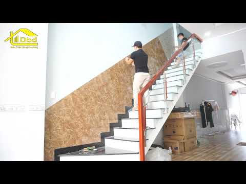 Thi công lam ri cầu thang - Tấm ốp Pvc vân đá Kiên An KA1051-5 | Cty Đại Bảo Đan