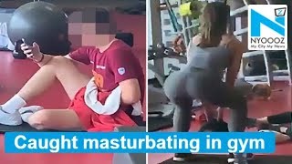 Shocking!! Man masturbates near woman doing squats
