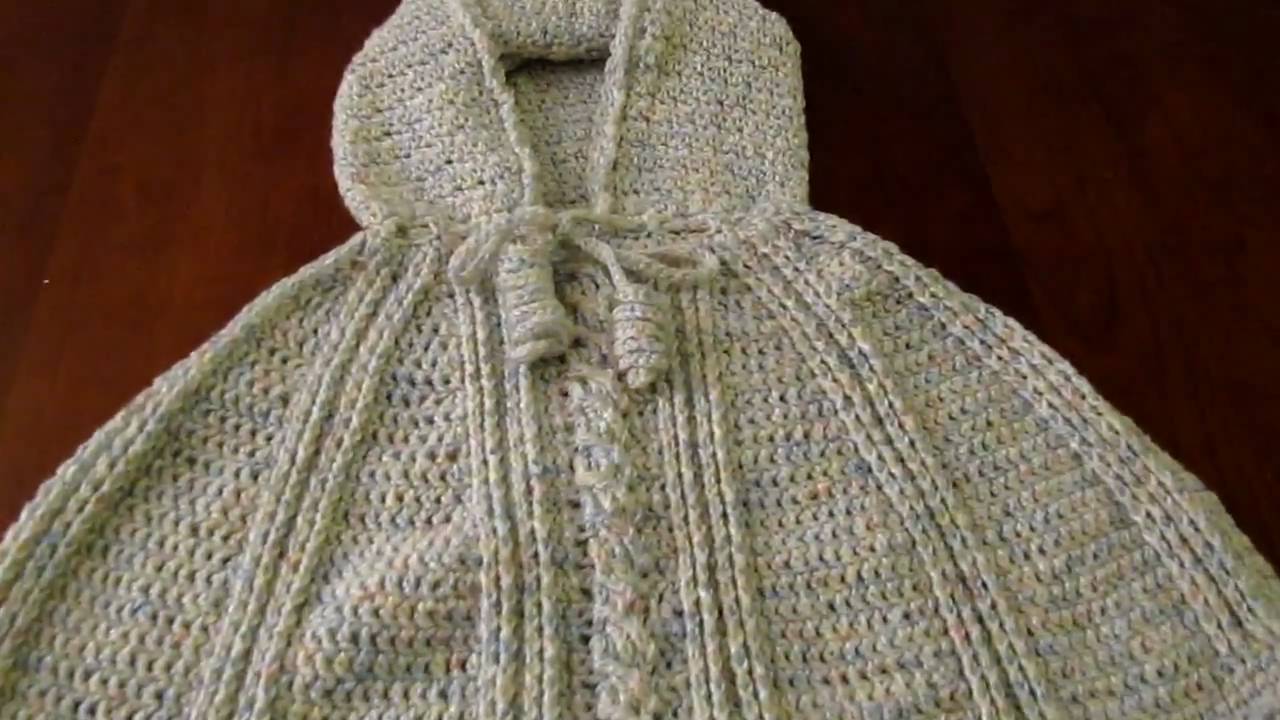Crochet child hooded poncho with cable stitch - YouTube