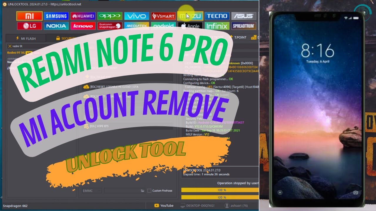 redmi note 6 pro M1806E7TG mi account remove unlock tool redmi note 6 pro M1806E7TG mi account remove unlock tool