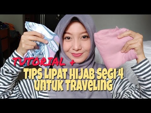 TIPS+TUTORIAL melipat hijab segi 4 untuk Traveling - YouTube