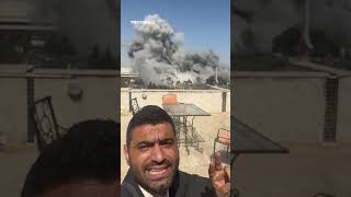 Reporter Takes Cover As Israeli Strike Hits Syrian Army Hq In Damascus