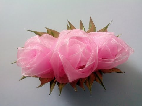 Роза из органзы своими руками фото 78