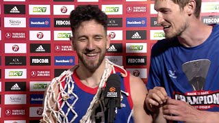 Teammates celebrate the MVP!