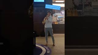 Saxophone Player Plays Dance Monkey At The Train Station