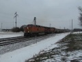 The Cargill Feed Train in the snow with horn salute