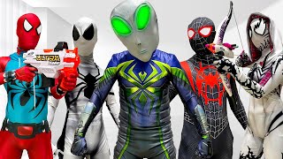 Team Spider-Man Vs Alien Superhero | Catch Spider-Girl If You Can , Bad Guys !! ( Live Action )