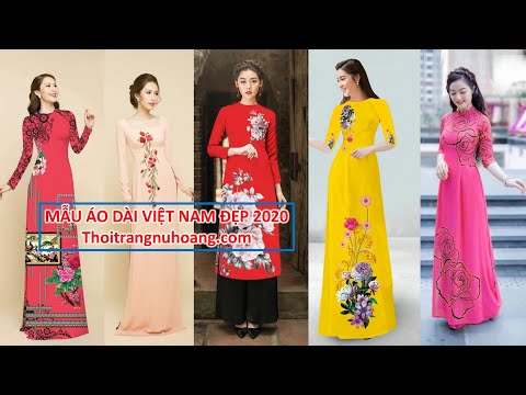 Áo dài Việt Nam | Tuyển chọn 20 Mẫu áo dài đẹp, áo dài truyền thống họa tiết hoa xinh xắn 2020