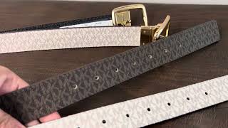 Michael Kors Women Reversible Vanilla Brown Black D Buckle Belt Mk Logo Review