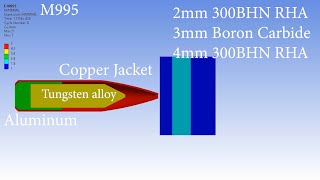 M193 Vs M855 Vs M855A1 Vs M995 Impacting Steel And Boron Carbide Armor Fea Simulation