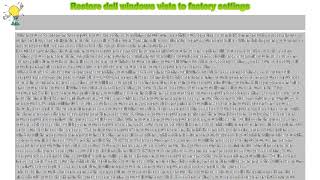 How to : Restore dell windows vista to factory settings