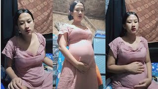 Pregnant Woman Cleaning Her Body