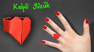 Origami Kalpli Yüzük Yapımı (Kağıttan Kalpli Yüzük Nasıl Yapılır)