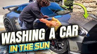 WASHING A CAR IN THE SUN | PORSCHE GT3 CAR WASH | WASHING A CAR OUTSIDE