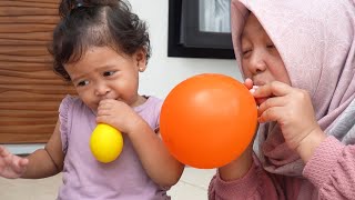 Aracelli Tiup Balon Jadi Ice - Meletuskan Balon Learn Colors With Balloons