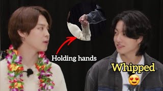Jikook holding hands in Run BTS episode