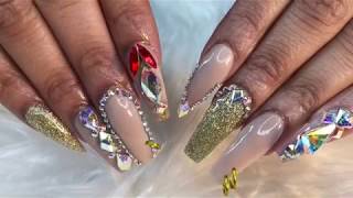 How To Acrylic Nails| Tammy Taylor Nails|Nude Bling| Coffin Nails