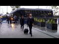 CAPITAL ONE: City v Villa - The City team arrive at the Etihad Stadium