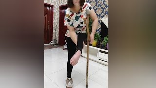 polio women life short leg Walking with crutches #disability