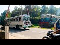 Very Fast SCHOOL BUS stuck ON railroad crossing Srilanka ( Double Engine Train)