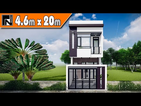 Thiết kế nhà ống 2 tầng 4.6x20m hiện đại 3 phòng ngủ cho Anh Doanh ở Thanh Hóa | Kiến trúc TN