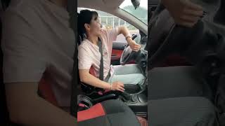 The Fun Of Car Stunt Drift Starts With Pulling The Handbrake. Female Driver. Car Stunt Drift. Cl