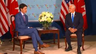 Mike Pence thanks Canada's Justin Trudeau for support of strikes in Syria Mike Pence thanks Canada's Justin Trudeau for support of strikes in Syria