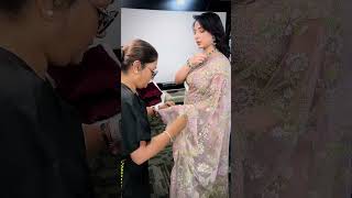 Draping a see-through net saree in pregnancy | Dolly Jain saree draping on pregn