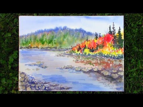 Autumn in Maine Landscape Watercolor REAL TIME Tutorial