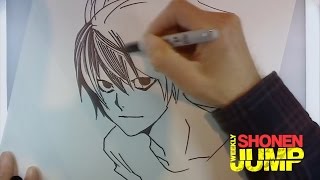 Takeshi Obata Drawing L from Death Note