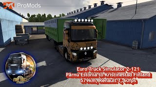 Euro Truck Simulator 2 121, Pãrnu Estonia To Kristinestad Finland, 579Km, Renault T, 60Fps