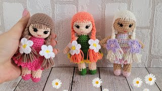 Небольшая кукла вязаная крючком с цветами /crochet doll tutorial /Häkelpuppe