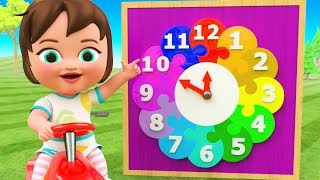 Little Baby Girl Fun Play Learning Numbers for Children Wooden Clock Color Numbers 3D Kids Education