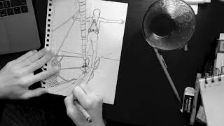 Speed Drawing - Crystal Bone Tarot - Three of Bones (Wands)