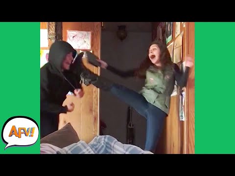So SCARED She Actually KICKED Him! р   Funniest Pranks  AFV 2021