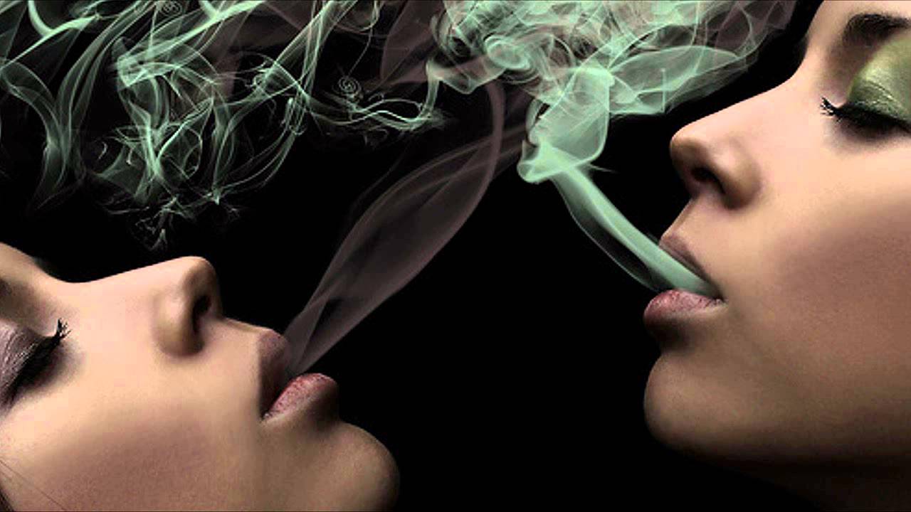 Smoke cigarette together play with
